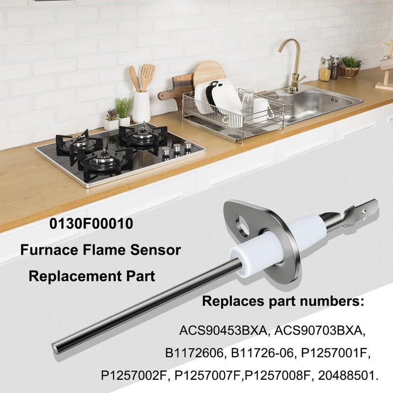 Guweta Upgraded 0130F00010 Replacement Fits Goodman Furnace Flame Sensor Replaces B1172606 B11726-06 20488501 P1257001F ACS90453BXA P1257007F(2 Pack) - Image 3